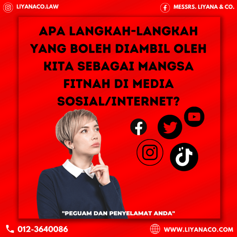 Apa langkah-langkah yang boleh diambil oleh kita sebagai mangsa fitnah di media sosial/internet?