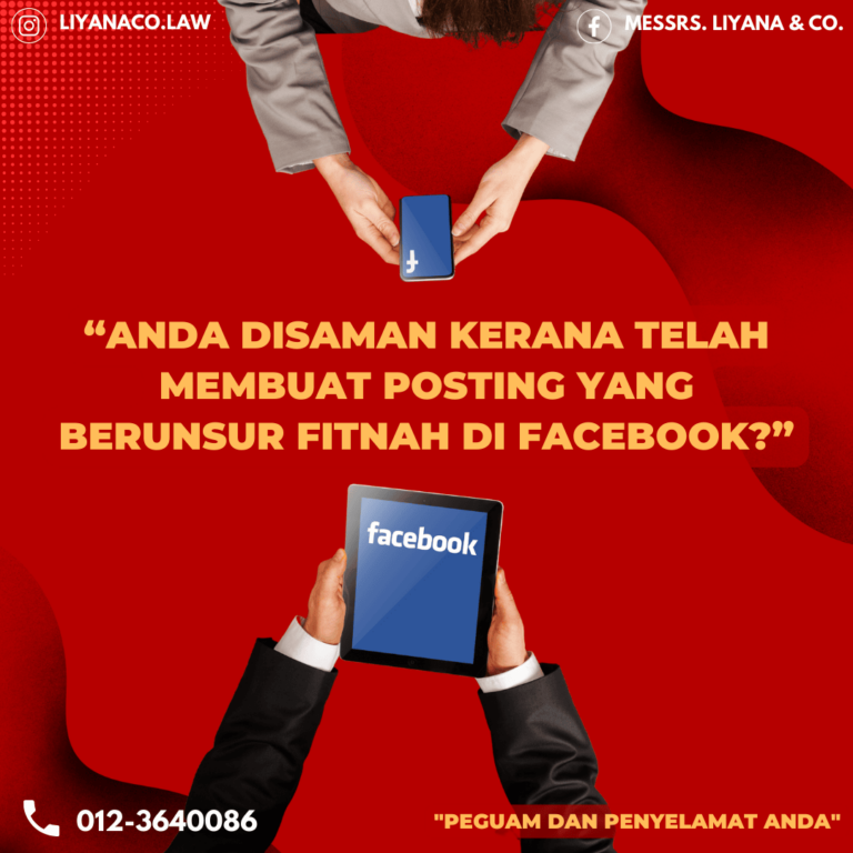 “Anda telah disaman kerana telah membuat  posting yang berunsur fitnah di Facebook?”